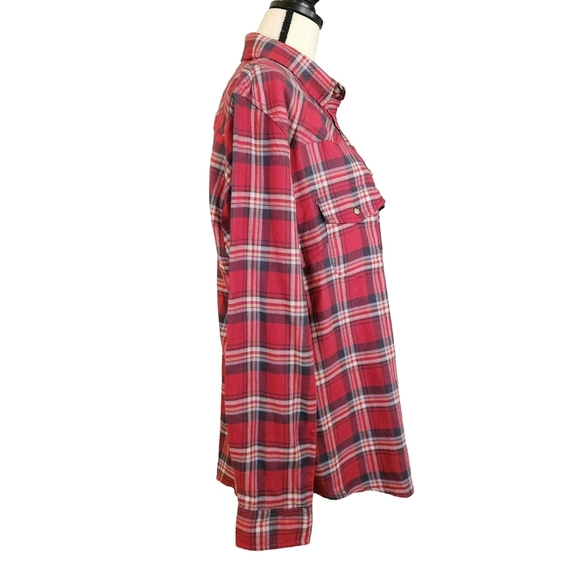 Jachs Girlfriend Snap Button Down Flannel, XXL, Red/White/Blue - Picture 4 of 14